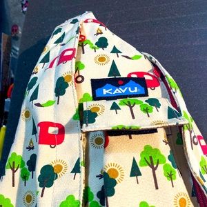 BRAND NEW KAVU Rope Bag Sling Cotton Backpack​ - Trees Camper Camping Fire Sun